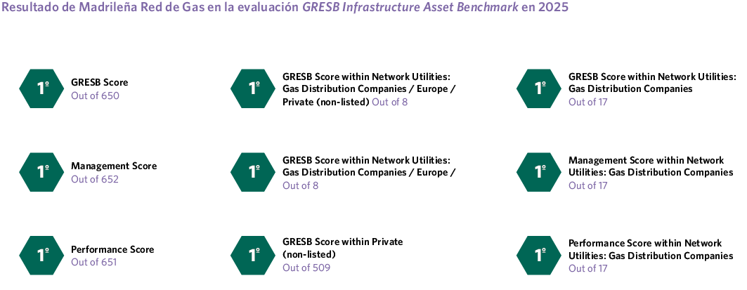 Resultado de Madrileña Red de Gas en la evaluación GRESB Infrastructure Asset Benchmark en 2025