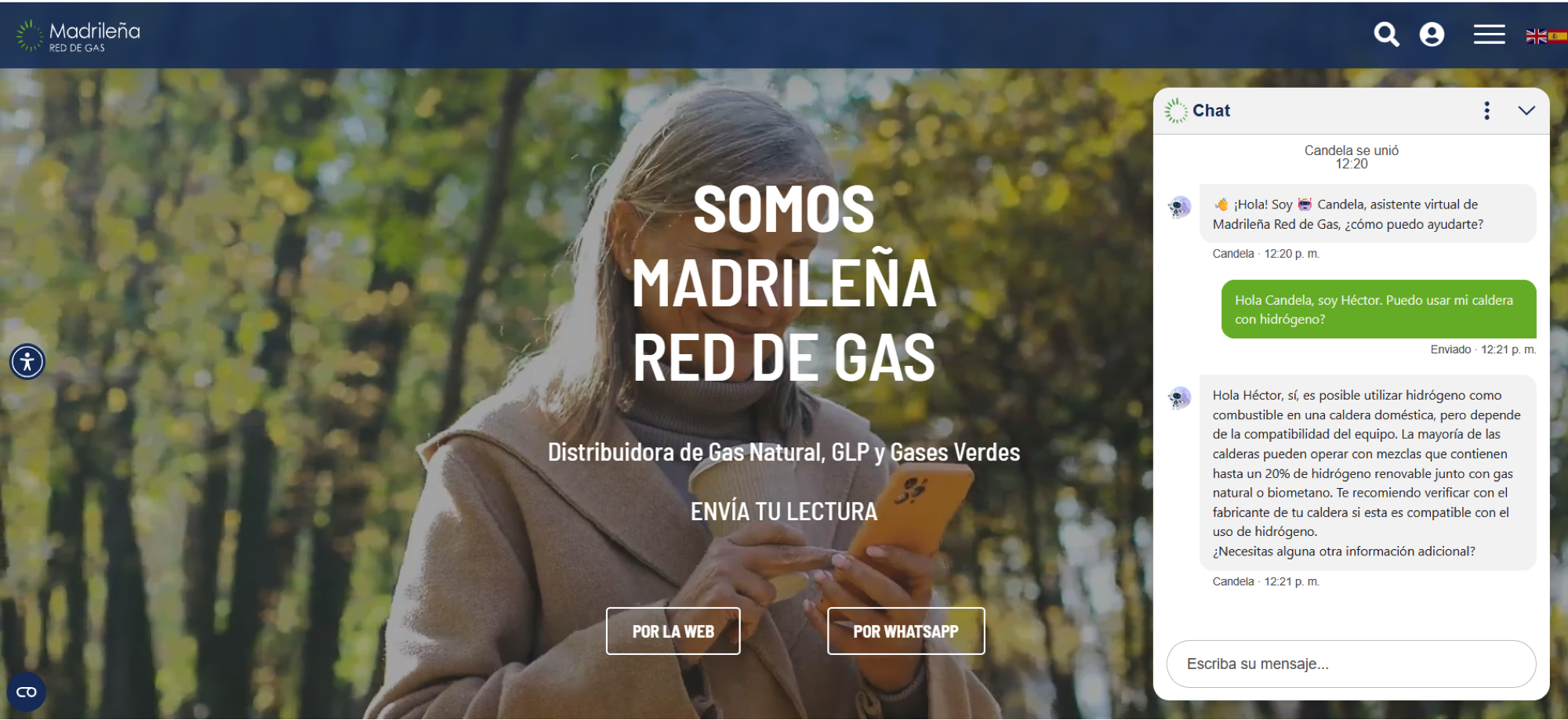 Clara, la agente virtual de Madrileña Red de Gas